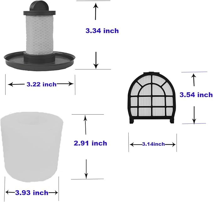 Brush Roller Foam Hepa Felt Filters Compatible with Shark LZ600 LZ601 LZ602 LZ602C QU602Q, QU603Q APEX UpLight Lift-Away DuoClean Vacuum Cleaner # XFFLZ600 & XHFFC600