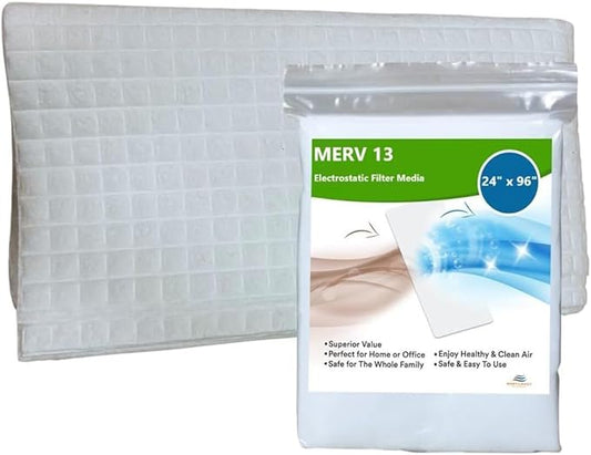 NORTHWEST ENTERPRISES MERV 13 Filter Media, Cut to Fit, Washable Air Filter (24" x 96" x 1/16")