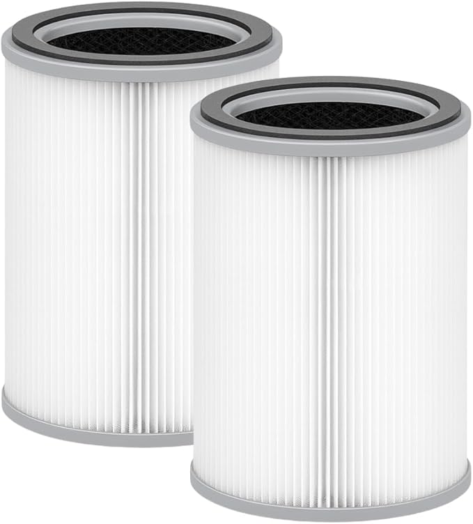 Nispira 3-in-1 True HEPA with Activated Charcoal Replacement Filters, Compatible with TOPPIN TPAP001 Air Purifier Comfy Air C2, 2-Packs