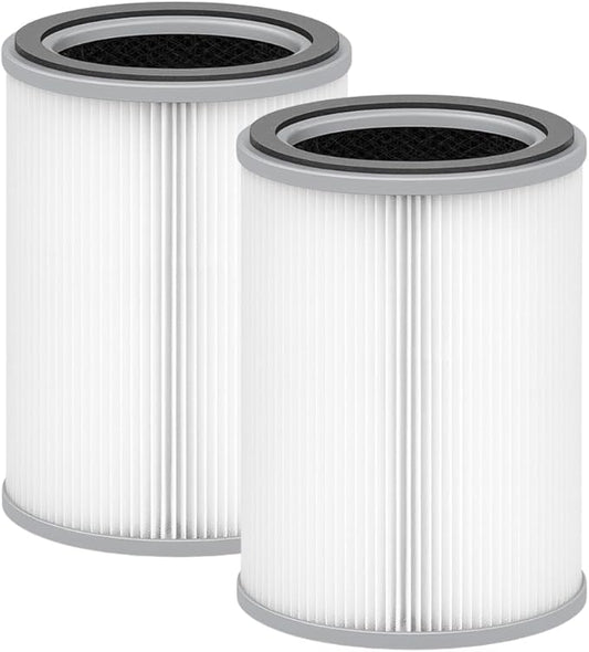 Nispira 3-in-1 True HEPA with Activated Charcoal Replacement Filters, Compatible with TOPPIN TPAP001 Air Purifier Comfy Air C2, 2-Packs