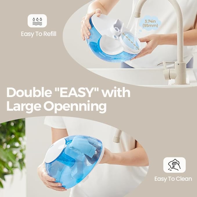raydrop Cool Mist 2.2L Humidifiers for Bedroom, 28dB Whisper-Quiet Ultrasonic Humidifier, Easy to Clean Home Humidifier, Auto Shut-Off, 30H Work Time, Night Light (Blue)