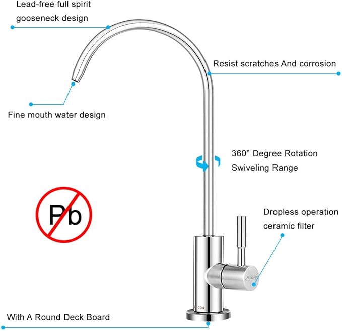 Frizzlife RO Water Filter Faucet- Drinking Water Faucet fits Most Reverse Osmosis Water Filtration System-SUS304 Stainless Steel with Brushed Nickel