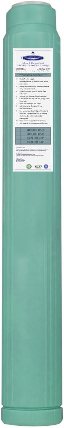 Crystal Quest Calcite & Coconut Shell GAC Water Filter Cartridge – pH Balancing, Dual-Stage Filtration, Removes Impurities, Enhances Taste – Fits Countertop & Inline Systems