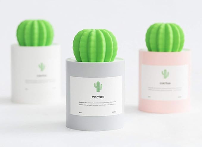 Mini Humidifier, 280ml USB Cool Mist Portable Cactus Air humidifier, Ultra-Quiet Operation for Bedroom Home Office Desk Yoga Car Travel(Grey)