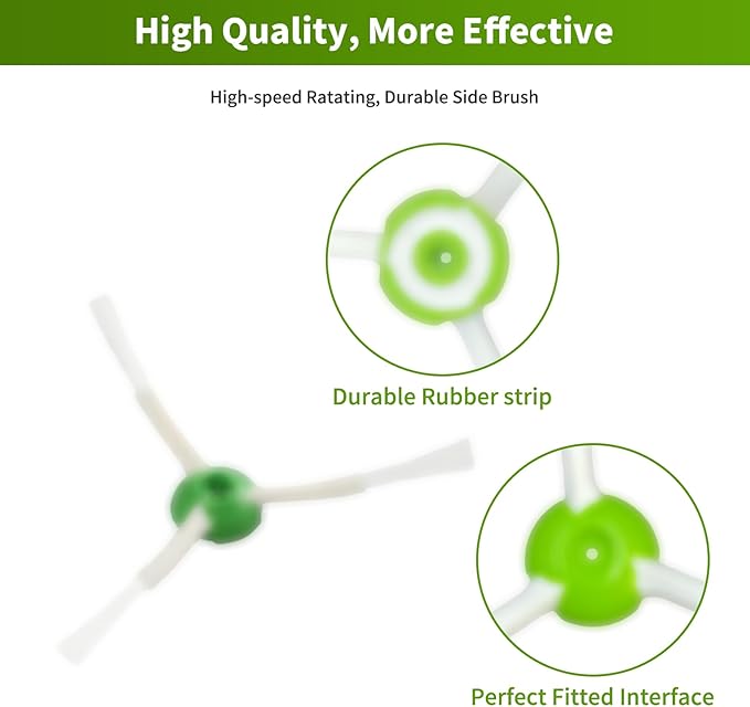 Replacement Parts accessories for Roomba i1+ i7 i7+ i3+ i4+ i6+ i8+/PlusJ7+ E5 E6 E7 I E& J Series Vacuum,3 set Roller Brushes,8 Filters, 8 Side Brushes,1 Caster Wheel (Plastic)