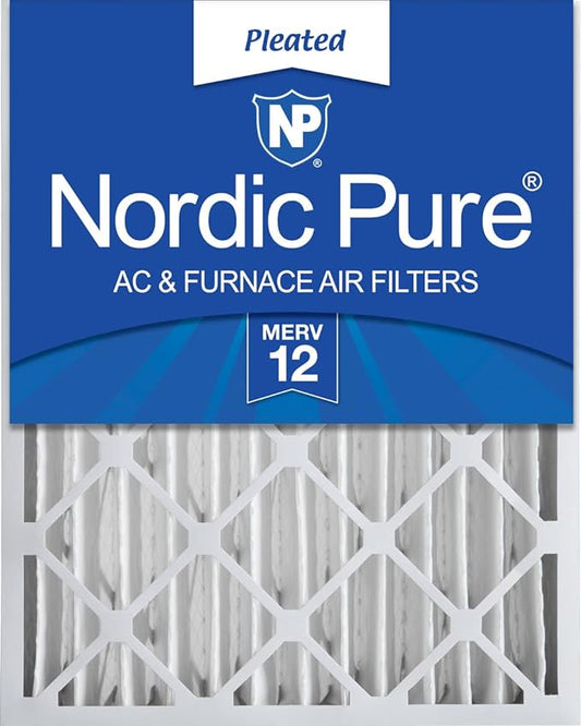 Nordic Pure 20x20x4 (19_1/2 x 19_1/2 x 3_5/8) Pleated MERV 12 Air Filter 1 Pack