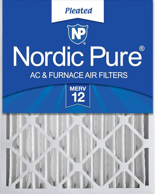 Nordic Pure 16x25x4 (15_1/2 x 24_1/2 x 3_5/8) Pleated MERV 12 Air Filter 1 Pack