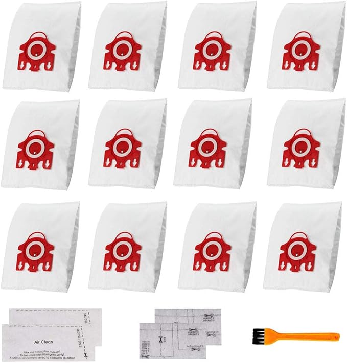 Airclean 3D Efficiency Dust Bags,12pcs FJM Vacuum Bags Replacement Compatible with Complete C1 C2 Vacuum Cleaner with 2 Set Filters