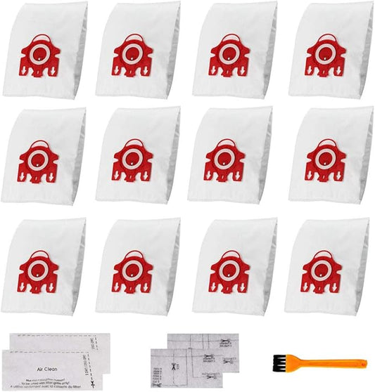 Airclean 3D Efficiency Dust Bags,12pcs FJM Vacuum Bags Replacement Compatible with Complete C1 C2 Vacuum Cleaner with 2 Set Filters
