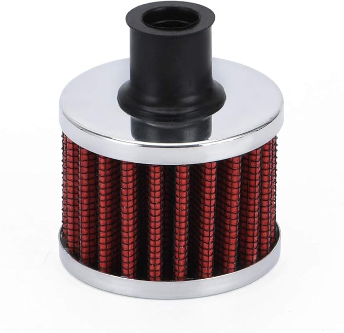 PTNHZ Universal 2 PCS 12mm Auto Cone Mini oil Air Intake Filter Crankcase Vent Valve Cover Breather Filter Flow Air Filters Red
