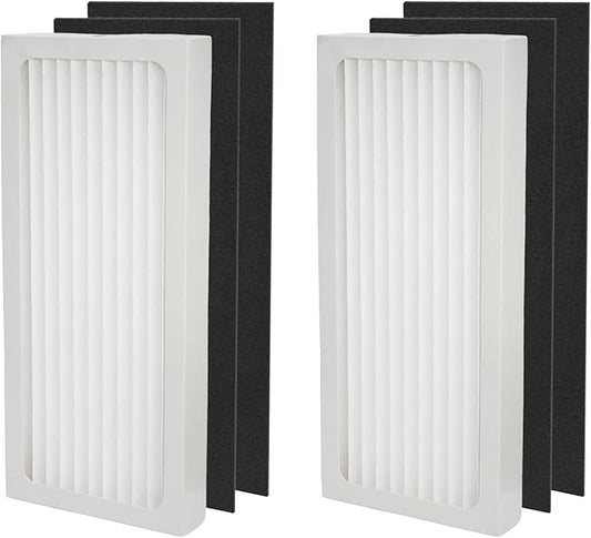 990051000 Replacement True HEPA Filter Set Compatible with Hamilton Beach TrueAir 04383/04384/04385/04386 Air Purifiers, 2 HEPA Filters & 4 Activated Carbon Pre-Filters, Part# 990051000