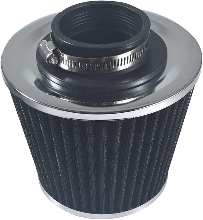 Universal 2.5" 63.5mm High Flow Cold Air Intake Filter fit for Most Cars Intake Piping - Washable Aluminum Cone Design with Stainless Steel Clamp