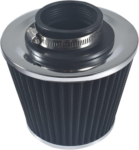 Universal 2.5" 63.5mm High Flow Cold Air Intake Filter fit for Most Cars Intake Piping - Washable Aluminum Cone Design with Stainless Steel Clamp
