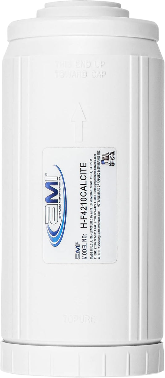 APPLIED MEMBRANES INC pH Neutralization Water Filter Cartridge | Calcite Filter to Raise Alkalinity of Low pH Water | Standard 4.5" x 10" Size fits 10 Inch Filter Housing | H-F4210CALCITE (4.5x10))