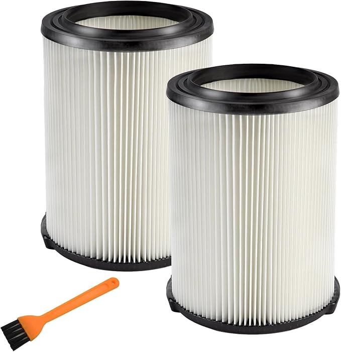VF4000 Replacement Filter for 72947 Wet Dry Vac 5 to 20-Gallon 6-9 Gal Husky Craftsman 17816 Vacuum Compatible WD5500 WD0671 RV2400A RV2600B Washable & Reusable Replace VF4000 Filter (2 Pcs)