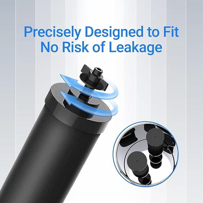 Filterlogic NSF/ANSI 372 Certified Water Filter, Replacement for Berkey® BB9-2® Black Purification Elements and Berkey® Gravity Filter System, Waterdrop King Tank Gravity-fed System, Pack of 4