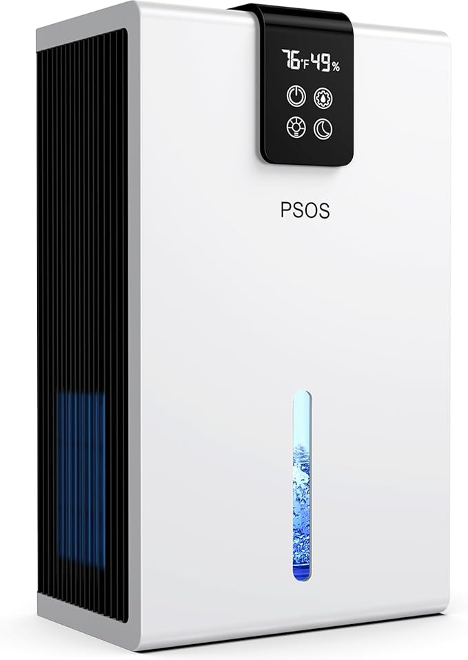 Dehumidifier, Dehumidifiers for Home, 98 OZ Water Tank, (1000 sq.ft) Quiet Dehumidifier for Basement Bedroom Bathroom with Humidity Display, Auto Shut Off, Relaxing 7 Color Ambient Light(White)