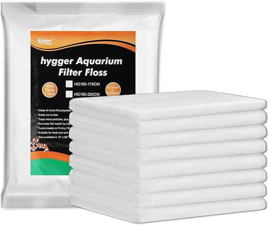 hygger 3/4'' Thick Aquarium Filter Floss 12"x 68" Poly Fiber Fish Tank Filter Media Water Polishing Filter Pad for Sump Canister Hang On Back Filter Cut to Size