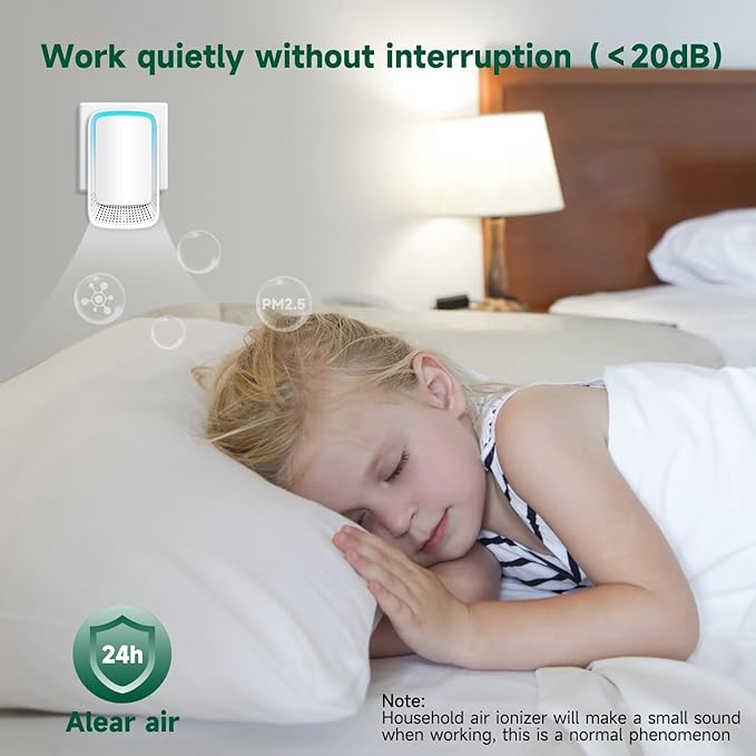 Air Ionizers for Home (3 Pack), Negative Ion Generator, Quiet Air Freshener for Bedroom, Office, Kitchen, Portable Air Filter Odor, Smoke Dust, Pets, Eliminator, Mini Air Cleaner