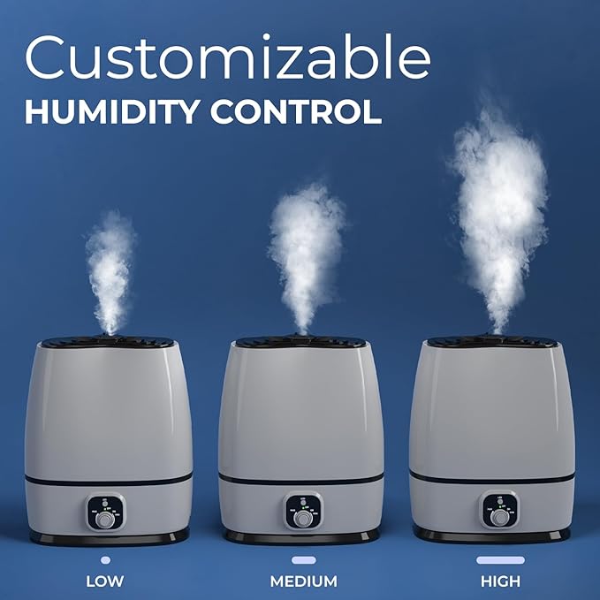 Everlasting Comfort Cool Mist Humidifiers for Bedroom 6L - Humidifier Large Room No-Filter, Quiet Air Humidifier for Plants, Allergies, Dry Skin, Congestion, 50 Hr Run Time