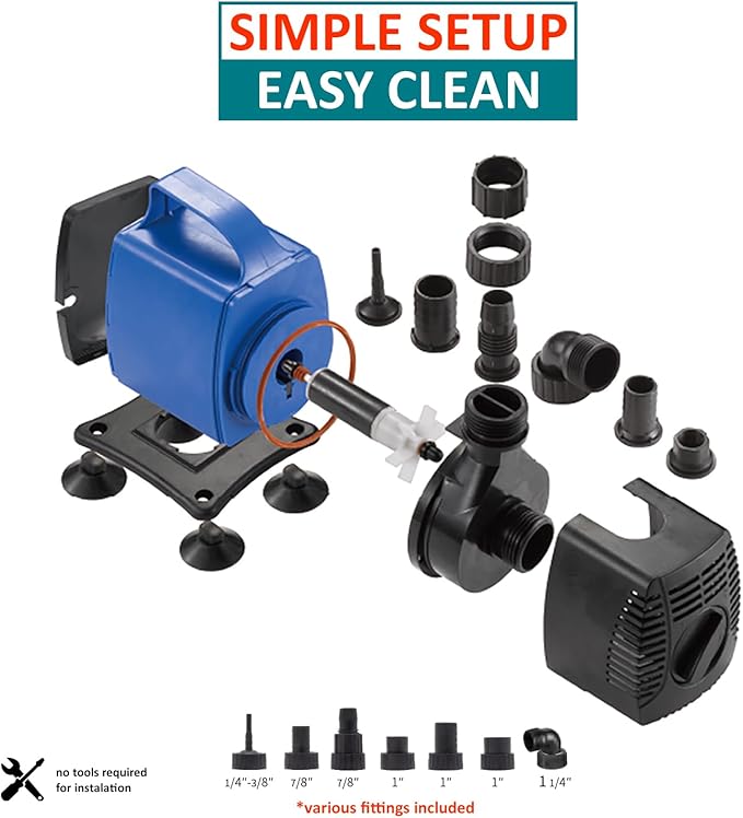 920 GPH Submersible Pump(3500L/H,35W) Ultra Quiet Adjustable Amphibious Internal External Water Pump for Pond,Aquarium,Fish Tank,Fountain,Hydroponics,Statuary,Sump Pump - 7 Pcs