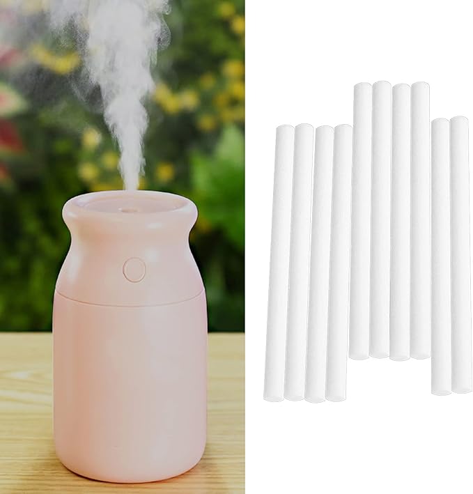 Humidifier Cotton Sticks, 10Pcs Filter Replacement Wicks Mini Diffuser Refill for Portable Personal USB Car Office Bedroom Powered Aroma Supplies Eliminates White Dust Extends the Life of Humidifier