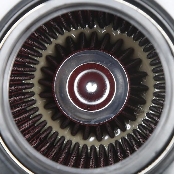 3/3.5/4inch Inlet Cold Air Intake Cone Replacement Performance Washable High Flow Dry Air Filter (RED)