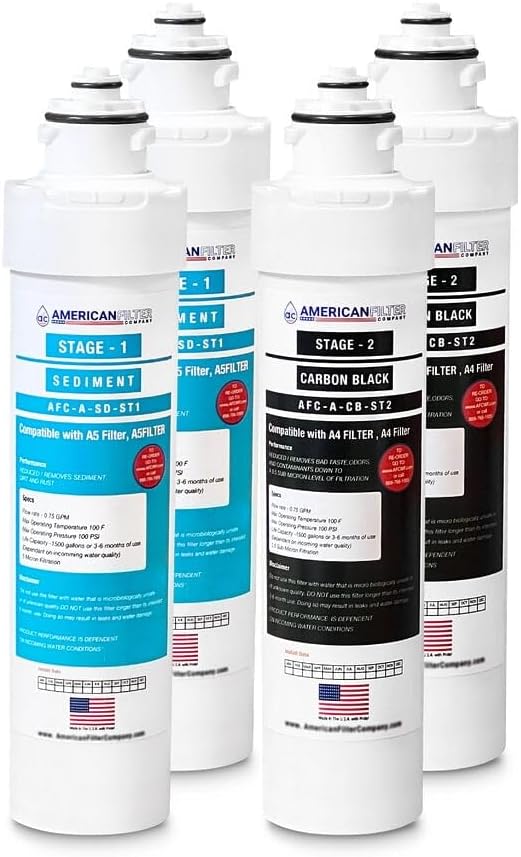 AFC # AFC-A-PPCB-4PK, Compatible with Avalon A4 / A5, A4FILTER, A7WHT, Water Filter SET 2 Stage -Made in U.S.A