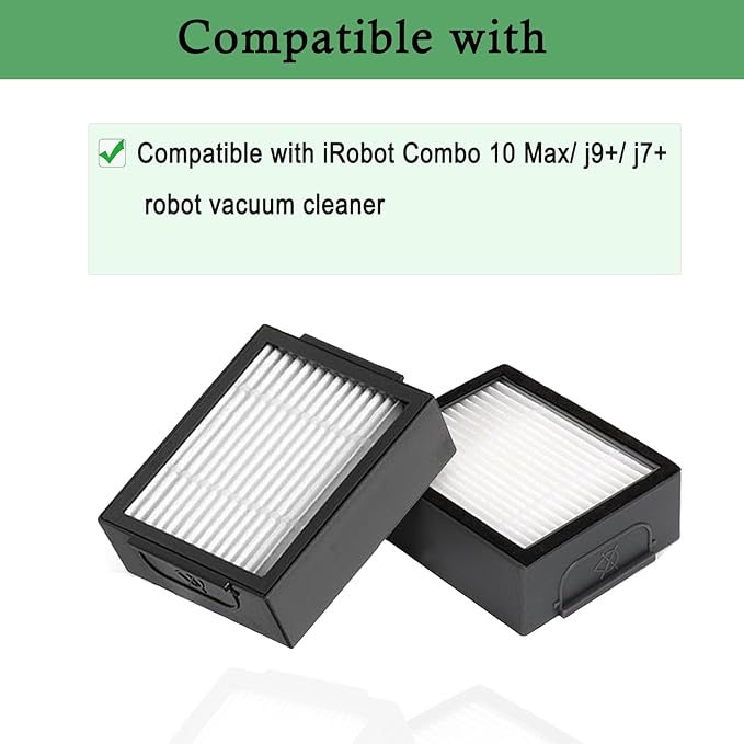 Combo 10 Max Replacement Filter Compatible with iRobot Roomba Combo j7+, Combo j9+, 10 Max, Robotic Vacuum and Mop Replacement Filter Parts,High-Effiency HEPA,8 Pack