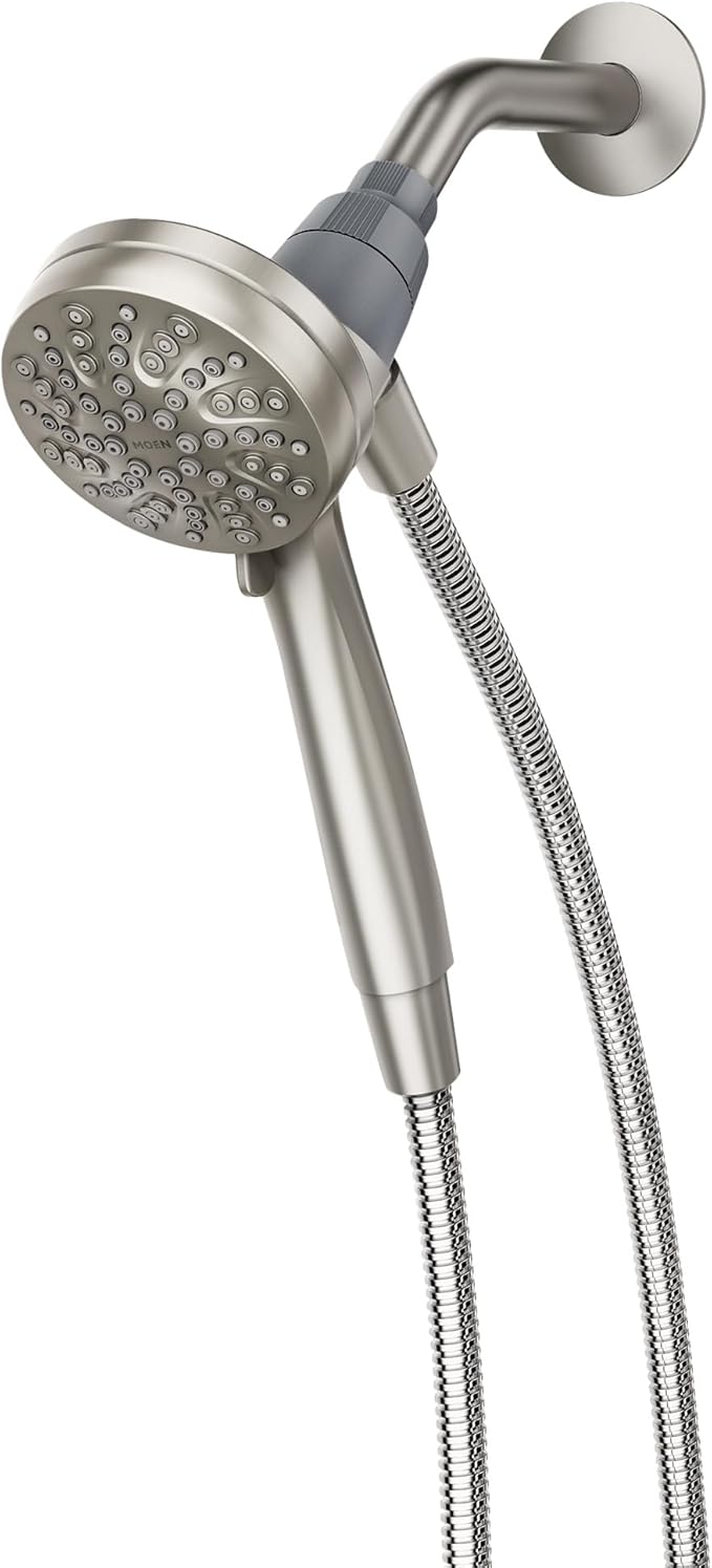 Moen Engage Magnetix Spot Resist Brushed Nickel 3.5-Inch Six-Function Detachable Handheld Showerhead with Magnetic Docking System, 26100SRN