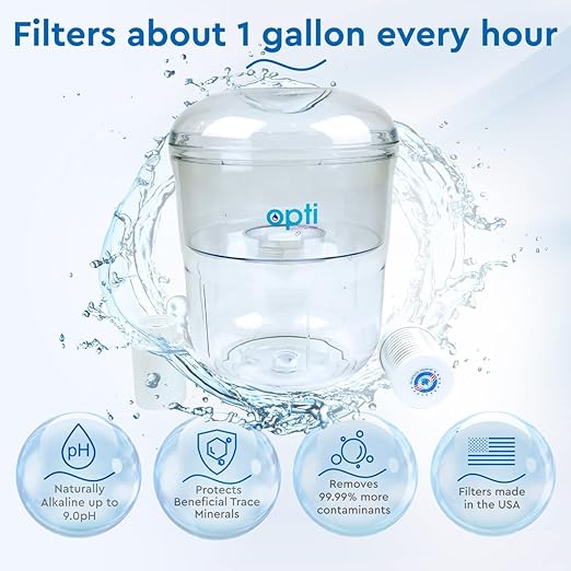 Opti Flex 3 Gallon Alkaline Water Jug Filter for Top Load Dispensers - Removes Contaminants, Increases Alkalinity Up to 9.0