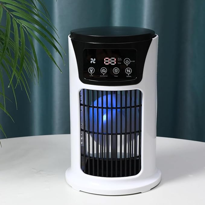 Portable Air Conditioner Humidifier Atmosphere Light Fan USB Cooler Air Conditioner, 3 In 1 Function, Office Household Essential Cooler USB Portable Air Conditioner USB Fan