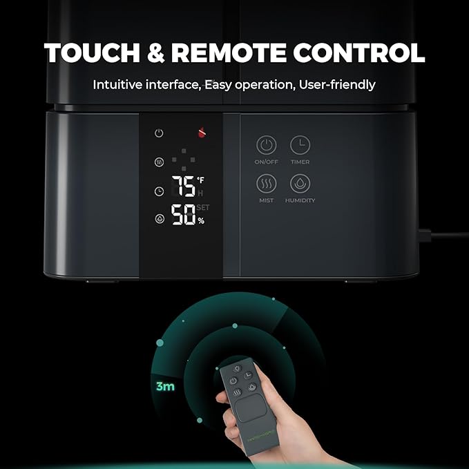 MARS HYDRO Plant Humidifier 5L,with Adjustable Humidity,Timer Function,Ultrasonic Precise and Silent Operation,No-Leak Seal for Grow Tent,Indoor Planting,Greenhouse,Bedroom