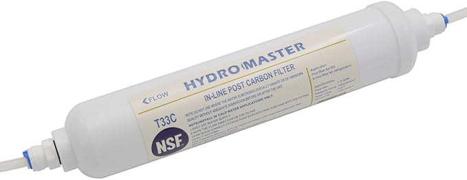 HYDRO MASTER IN-LINE POST CARBON FILTER With 1/4-Inch NPT Connection, 10 Inch x 2 Inch.