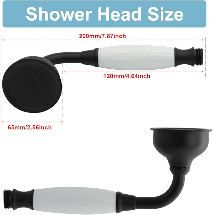 HOMEDEC Vintage Handheld Shower Head with 59inch Flexible Hose High-Pressure Antique Rain Showerhead Combo Replacement No Wand Holder, Round Telephone Shape, Matte Black