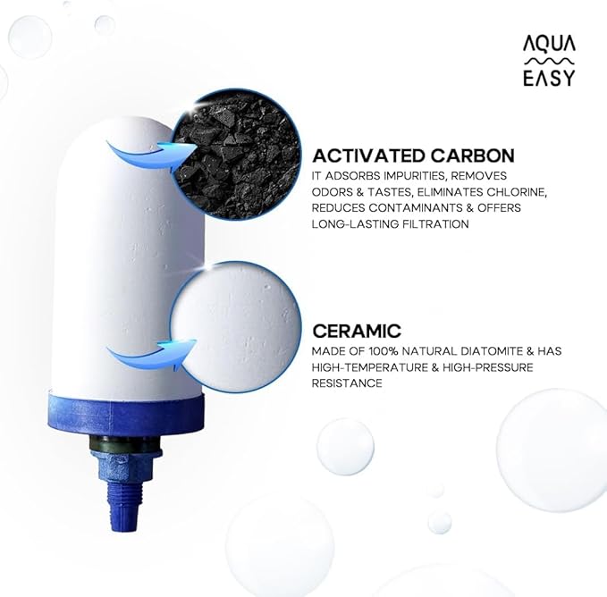 AquaEasy 4 Inch Ceramic Water Filter Candles (Pack of 2) Replacement Filter for Gravity water filtration system | Household Water Bucket Filtration System | Suits all major brands |