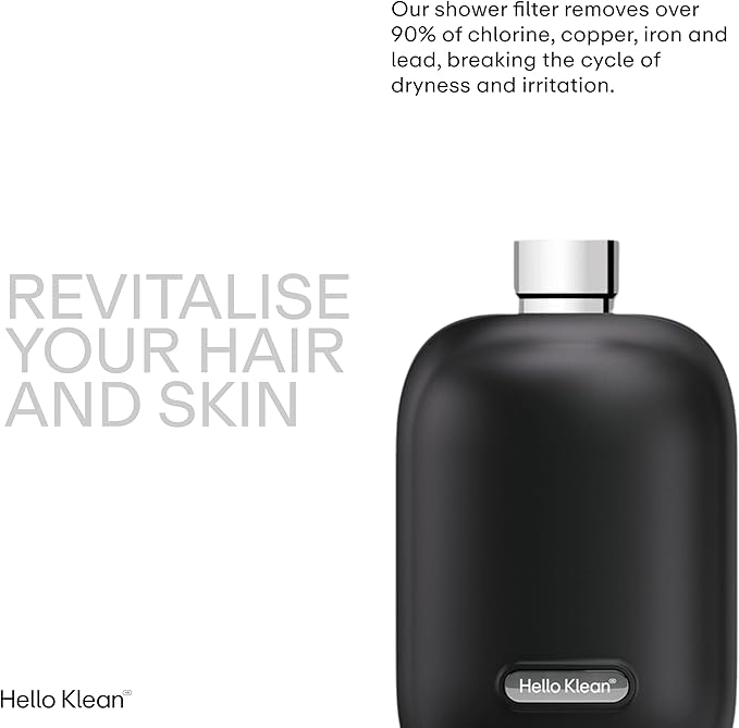 Shower Filter in Black - Filter Unwanted Metals, Chlorine & Impurities Found in Shower Water - Improves Quality of Skin & Hair - Quick Easy Install For In-Line & Electric Shower