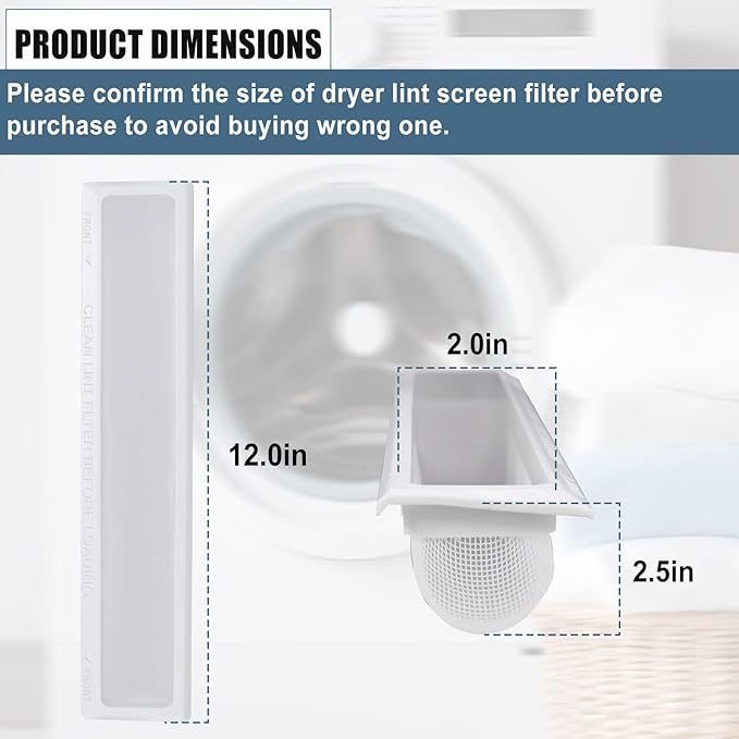 131359600 Dryer Lint Filter Screen Replacement Compatible with Frigi-daire, ken-more, G-E Dryers Repalce 5304516871, 131152700, 131359601, 131359602, 131359603, 5304516872