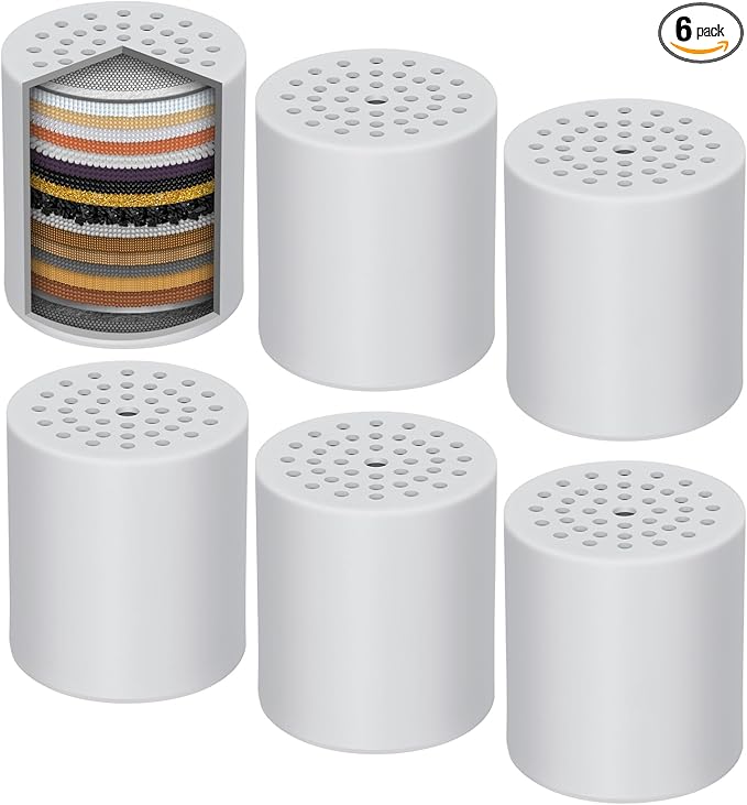 6 Pack Shower Filter Replacement Cartridge, 20 Stage Shower Filter Head for Hard Water, Universally Compatible With Any Similar Design, High Output Hard Water Filter Replacement Cartridge
