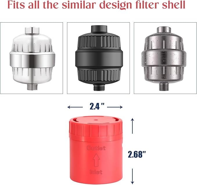 2-PACK Long-Lasting Universal Shower Filter Replacement Cartridge–Fit Well-Known Shower Filters, Efficiently Remove Chlorine, Heavy Metals, Dirt, Infused with Vitamin C Strawberry Scent