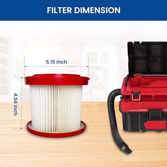 4 Pack 49-90-1900 Replacement HEPA Filter Compatible With Milwaukee Vacuum, Shop Vac Filter, M18 Cordless Wet Dry Vacuum 0780-20 0880-20