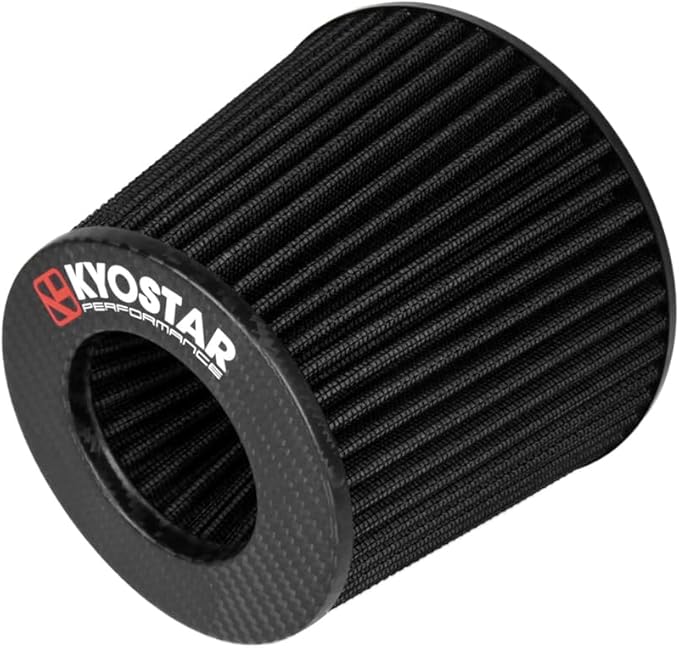 Kyostar Universal Carbon Fiber 3 Inch 76mm Air Intake Cone Filter Replacement Quality Dry Air Filter, Black