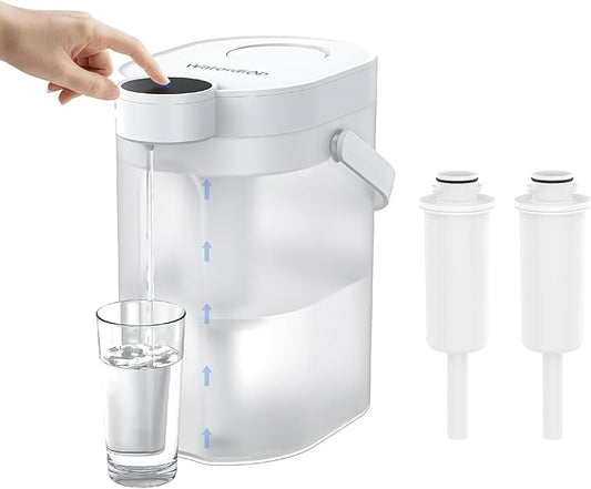 Waterdrop FreshTaste Instant Water Filter Pitcher with 2 Filters, Rechargeable Powerful Dispenser, Reduce Chlorine, Lead, Copper, Purify, Soften Water, 17-Cup, White, Does not Lower TDS