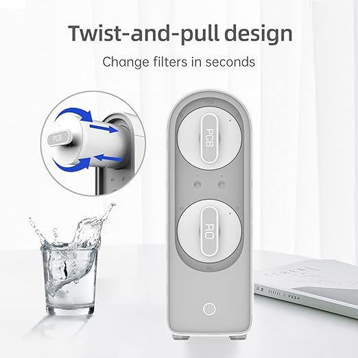 Geekpure 800 GPD Reverse Osmosis Drinking Water Filtration System with Twist Filters-Tankless-Fast Flow-2:1 Pure to Drain