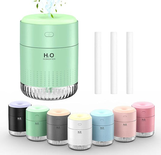 SZO Colorful Mini Humidifier, USB Rechargeable Humidifier, 4 Modes Super Quiet, Humidifiers For Bedroom,Suitable For Travel Office Family-Green