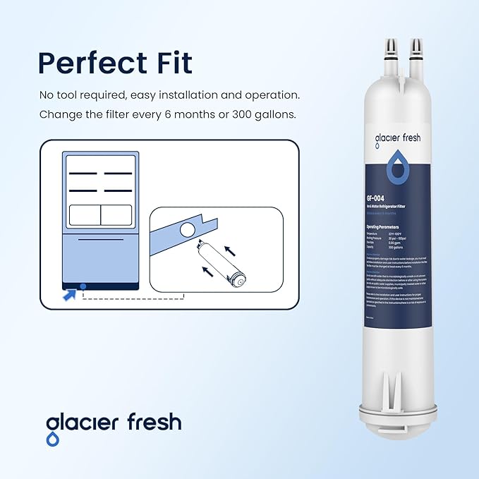GLACIER FRESH EDR3RXD1 Refrigerator Water Filter, Compatible with 4396841, KAD3RXD1, WHR3RXD1, 4396841, 4396710, Filter 3, 46-9083,46-9030, 9030, 9083 Refrigerator Water Filter, 3+3 Packs