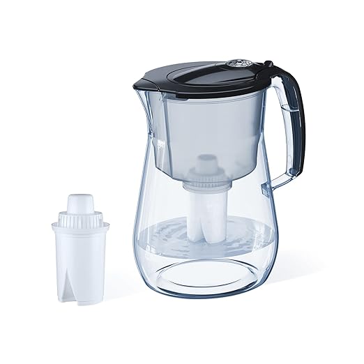 AQUAPHOR Water Filter Pitcher Opal 12 Cup with 1 X B15 Filter - 145 Gallons Long-Life (Black)
