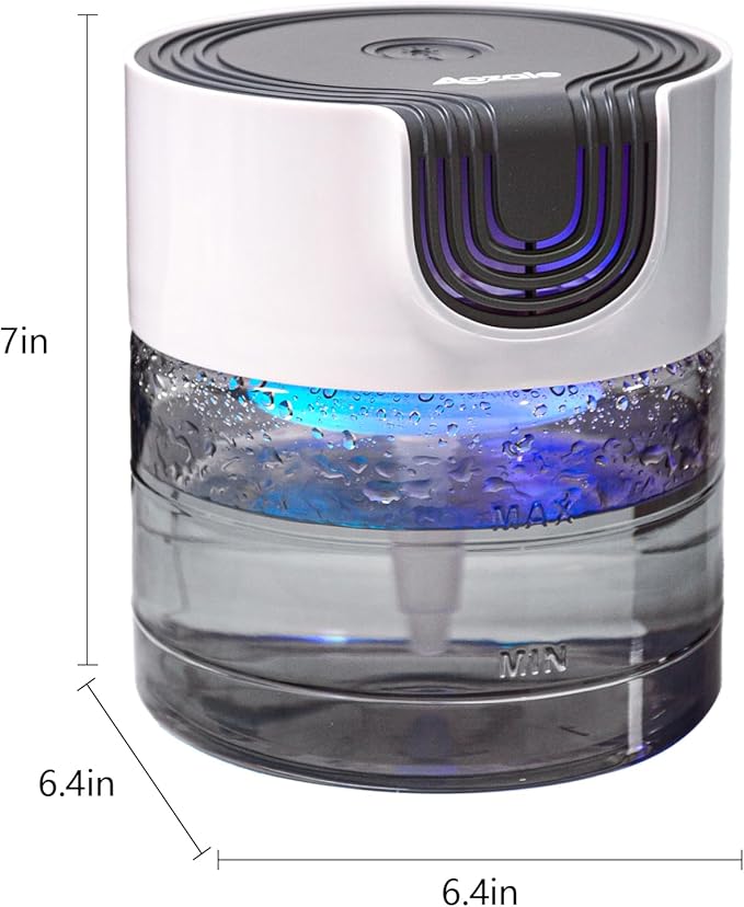 Aozale Water Air Purifier for Home, Quiet Variable Speed Water-Based Air Purifiers with LED Night Light, Essential Oil Aroma Diffuser, Humidifier & Freshener - for Home Pets Odors, Smoke (Gray)