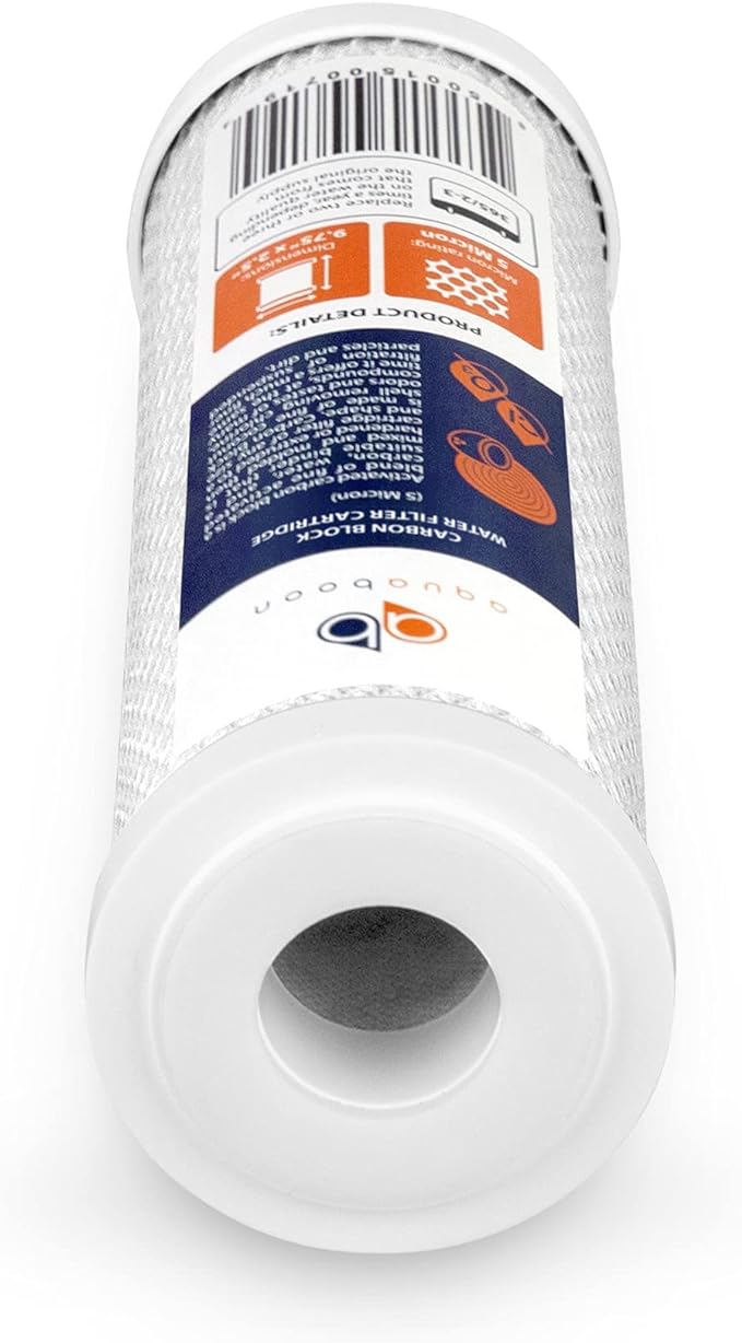 Aquaboon 5 Micron 10 x 2.5 Carbon Block Water Filter Cartridge CTO Whole House Water Filter Replacement Compatible with WHKF-WHWC, FXWTC, 25-PACK