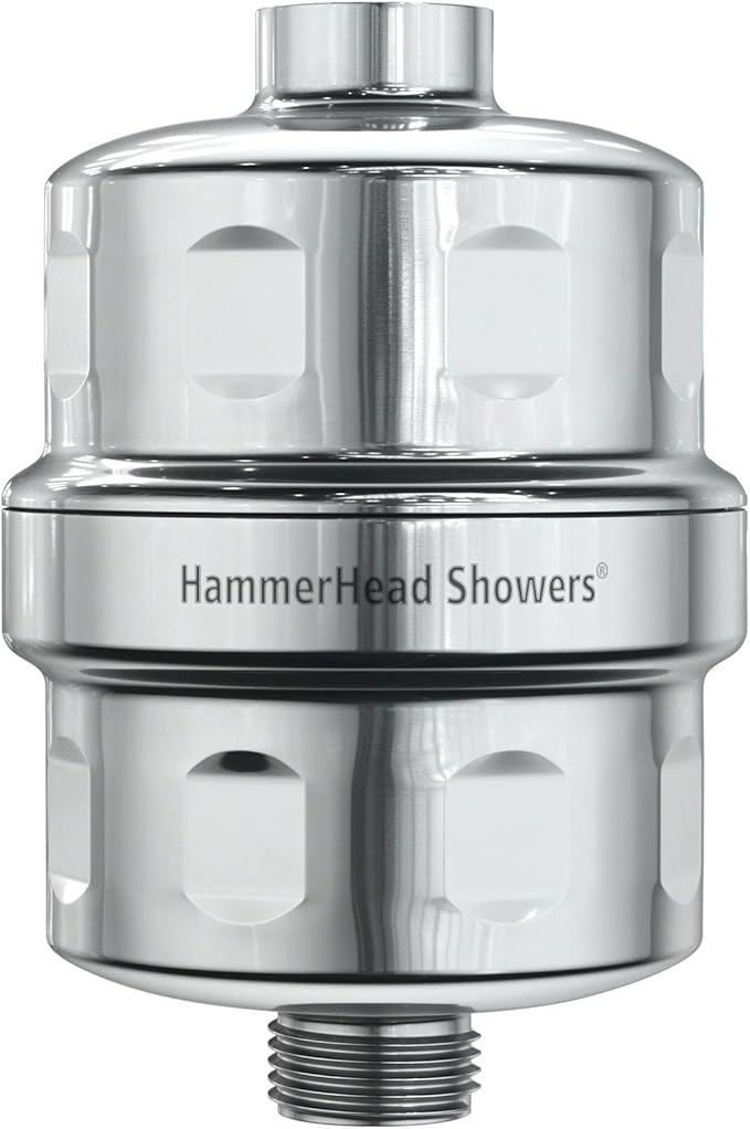 HammerHead Showers® Solid Metal Shower Head Filter – KDF 55 Shower Filter, High Pressure Universal Shower Filters to Remove Toxic Chemicals – Removes Chlorine and Heavy Metals – Chrome